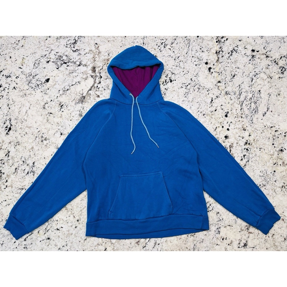 Vintage MacGregor Hoodie Mens Large Blue‎ Purple Thermal Lined Sweatshirt 90s